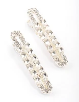 Silver Mixed Navette Diamante Hair Clips Pack