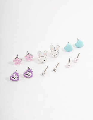 Kids Bunny Heart Stack Earrings 6-Pack