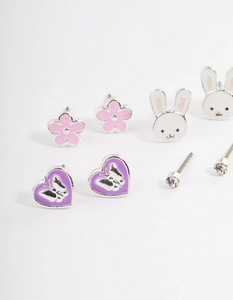 Kids Bunny Heart Stack Earrings 6-Pack