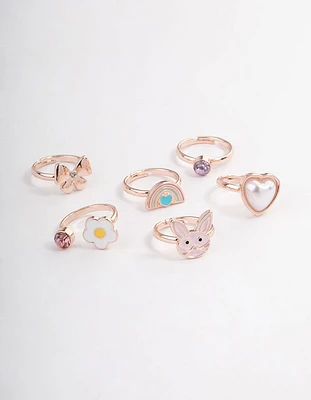 Kids Bunny Bow Ring 6-Pack