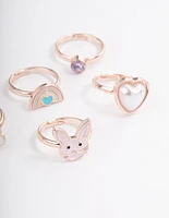 Kids Bunny Bow Ring 6-Pack