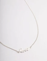 Silver Love Script Necklace