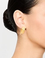Waterproof Gold Plated  Stainless Steel Medium Molten Hoop Earrings
