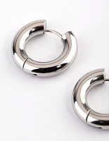 Stainless Steel Thick Everyday Huggie Hoop Earrings