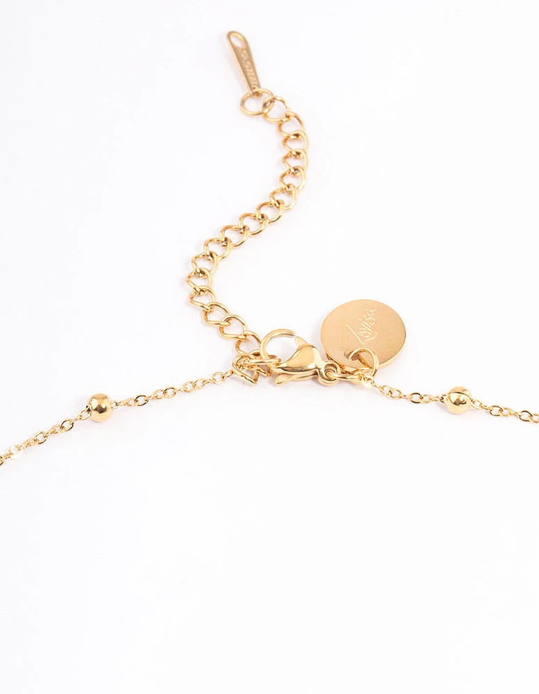 Waterproof Gold Plated Y Drop Ball Cross Necklace