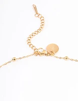 Waterproof Gold Plated Y Drop Ball Cross Necklace