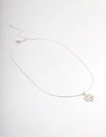 Silver Pave Diamante Paw Print Necklace