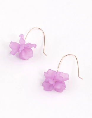 Rose Gold Mini Frosted Flower Drop Earrings