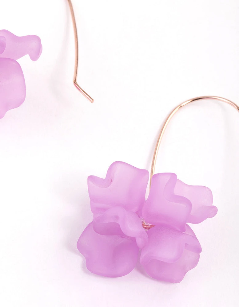 Rose Gold Mini Frosted Flower Drop Earrings