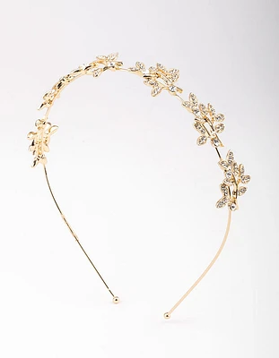 Gold Diamante Leaf Headband