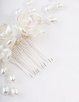 Silver Plain Flower Comb