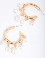 Gold Pearly Nautical Hoop Earrings