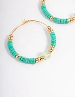 Gold Mixed Bead Statement Hoop Earrings