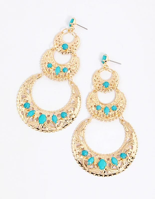 Gold Statement Boho Drop Earrings