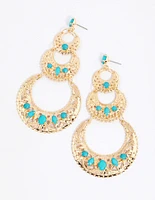 Gold Statement Boho Drop Earrings