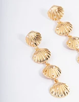 Gold Shell Pearl Drop Earrings