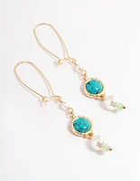 Gold Diamante Mixed Pearl Stone Earrings