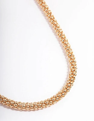 Gold Long Popcorn Chain Necklace