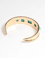 Gold Etched Mixed Shape Stone Wrist Cuff