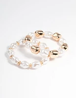 Gold Organic Shape Pearl Bracelet Pack