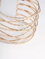 Gold Criss Cross Hammered Arm Cuff