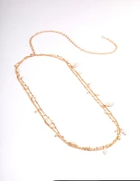 Gold Double Row Mixed Shell & Pearl Waistchain