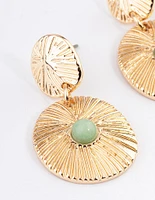 Gold Aventurine Round Disc Earrings