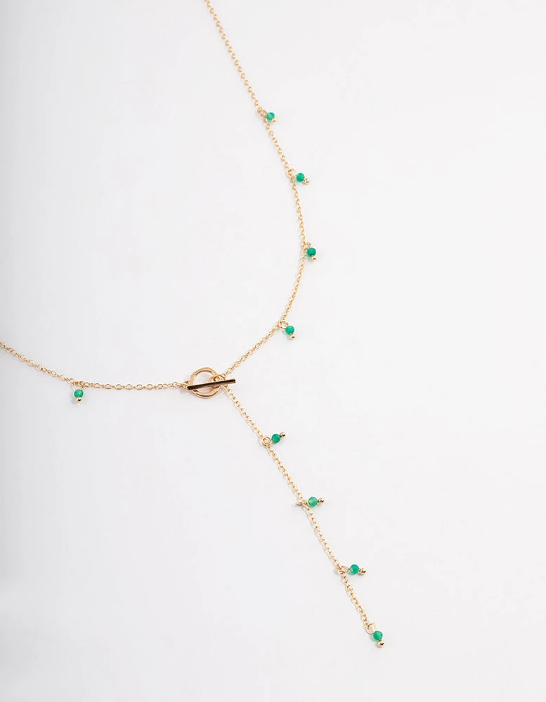 Gold Aventurine Lariat Necklace