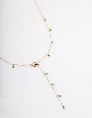 Gold Aventurine Lariat Necklace