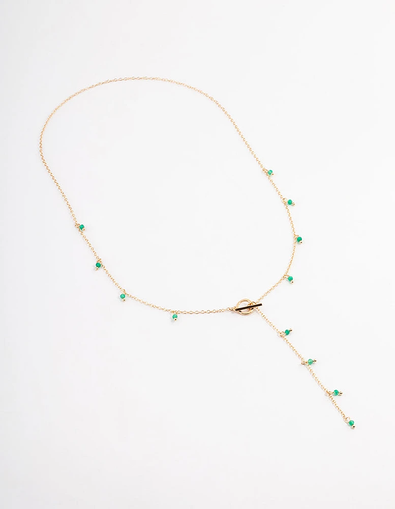 Gold Aventurine Lariat Necklace