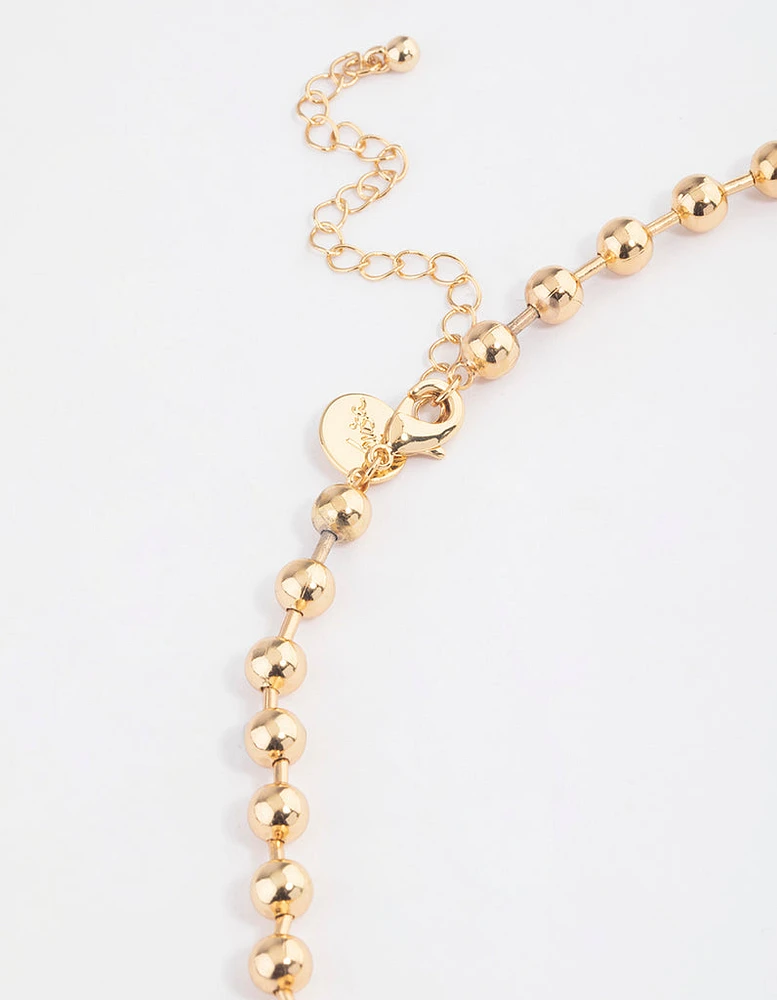 Gold Plated Brass Ball Chain Necklace