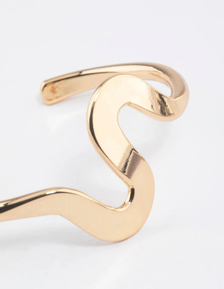 Gold Plated Brass Swirl Cuff Bracelet