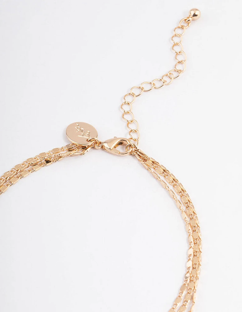 Gold Layered Heart Diamante Anklet