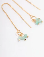Gold Plated Jade Cluster Threader Earrings