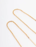 Gold Plated Jade Cluster Threader Earrings