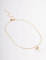 Gold Plated Semi Precious & Diamante Fine Chain Necklace