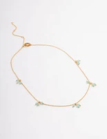 Gold Plated Jade Cluster Fine Necklace