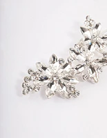 Silver Crystal & Diamante Flower Hair Clips