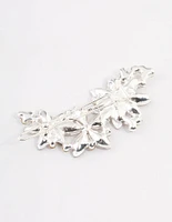 Silver Crystal & Diamante Flower Hair Clips