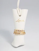 Gold Plated Cubic Zirconia Baguette Stacker Rings Pack