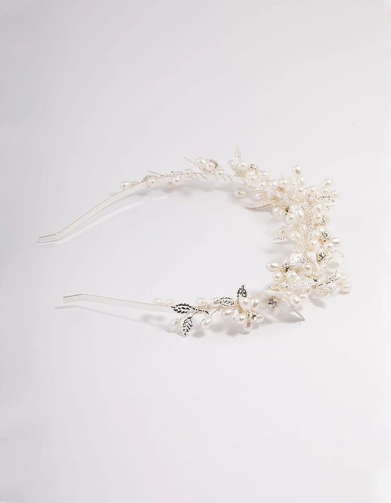 Silver Flower & Leaf Vine Aliceband