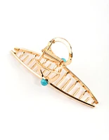 Turquoise Single Stone Gold Claw Clip