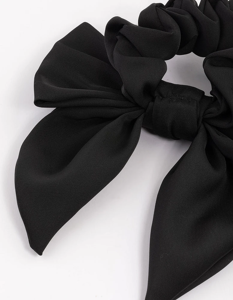 Black Medium Satin Scrunchie