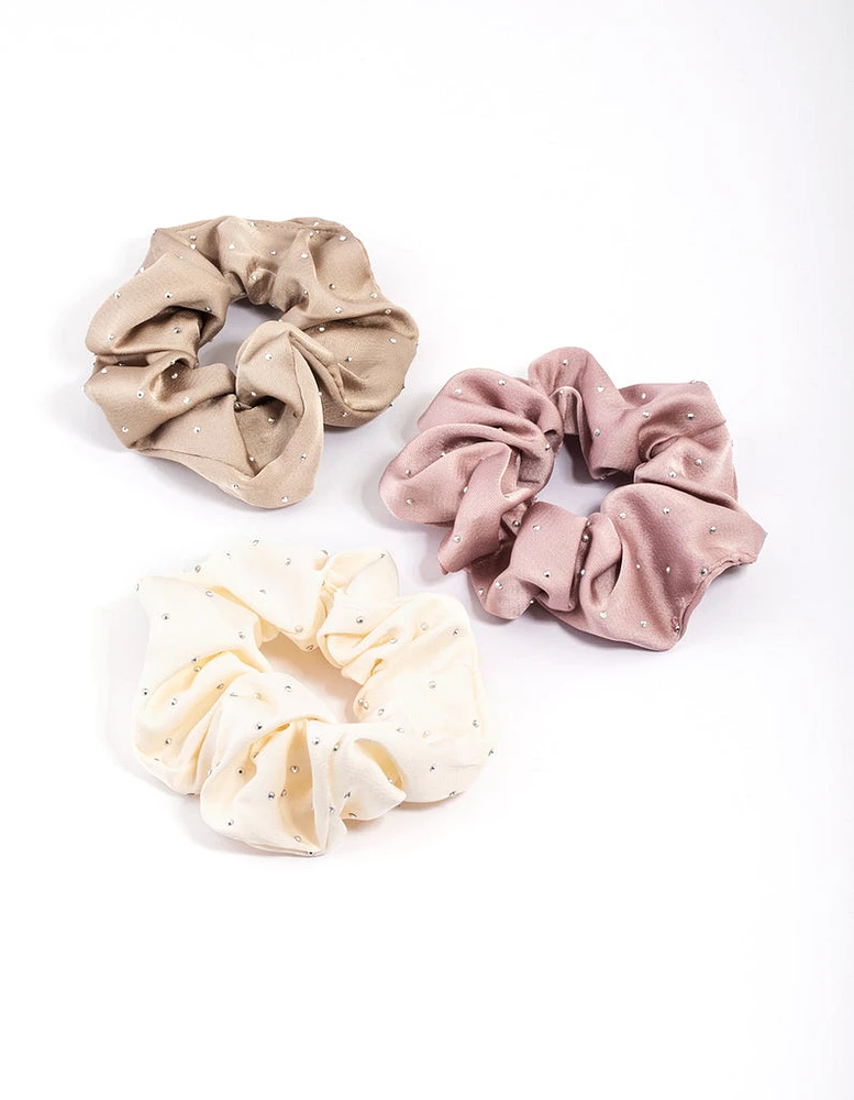 Fabric Diamante Stone Scrunchie Pack