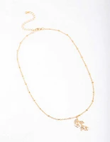 Gold Station Pearl Flower Necklace