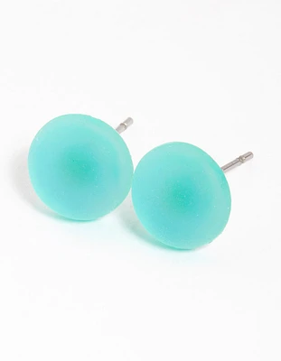 Teal Matte Bubble Stud Earrings