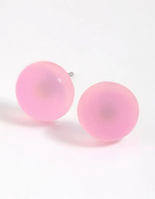 Pink Matte Bubble Stud Earrings