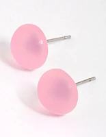 Pink Matte Bubble Stud Earrings