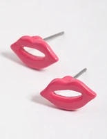 Fuchsia Open Lips Stud Earrings