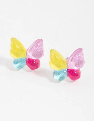 Resin Butterfly Stud Earrings